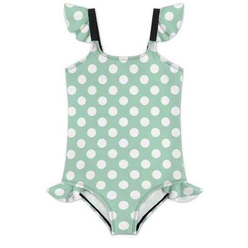 Image of Girls One Piece Swimsuit Polka Dots Ruffles Swimwear Bathing Suits 3-12 Years