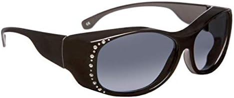 Solar shield polarized fits over prescribed eye wear Rhinestone - Crystal Black Gray lenses