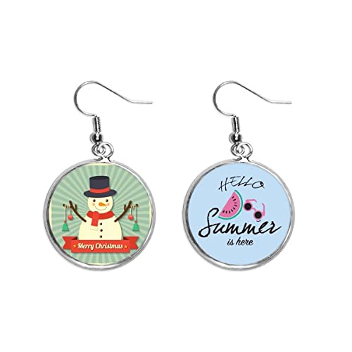 Pendientes de sandía y muñeco de nieve el regalo perfecto de Feliz Navidad lóbulo desgaste cartoon