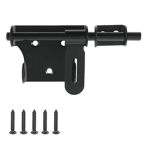 Alise 6 Inch Slide Bolt Gate Latch, Door Lock with Padlock Hole, Heavy Duty Stainless Steel Barrel Bolts Safety Door Lock for Wooden Fence, Outdoor Fence,Shed Door Black