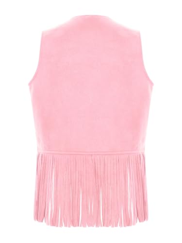 Kids Boys Girls Western Fringe Vest Faux Suede Waistcoat Cowboy Cowgirl Dance Wear2