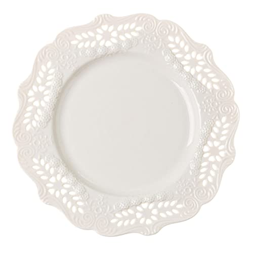 DECOMELODY 創意陶瓷皿 丸型ディナープレート 家用ホワイトデザート皿 サラダフルーツケーキ対応 北欧モダンスル