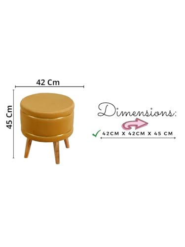 Image of Pouffes Sitting Stool for Living Room, Puffy Wooden Ottoman | Round Pouffe for Living Room & Bedroom | Pouf for Office & Home Decoration & Modern Seating Stool (Cmbo-Beige)
