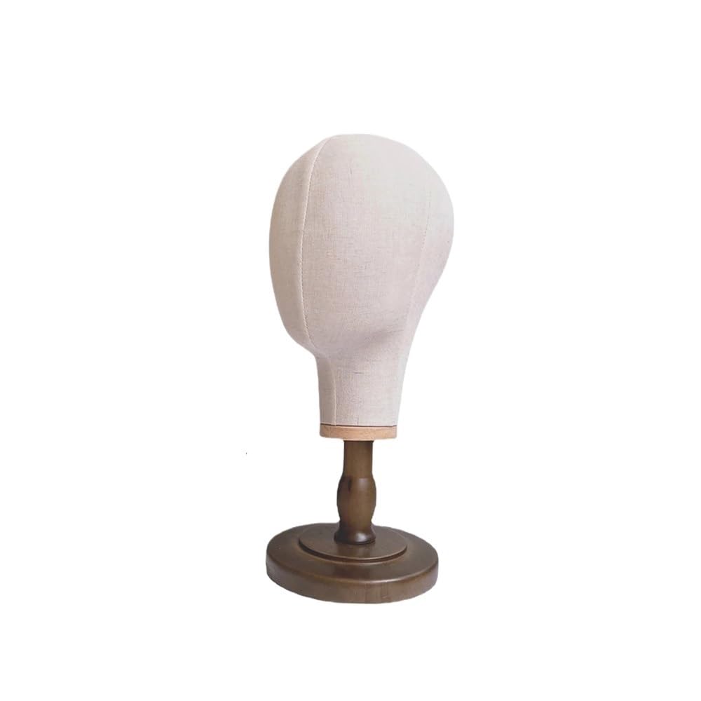 Wig Stand 34 cm Mannequinkopf, Perückenkopfständer aus Segeltuch mit abnehmbarem Ständer, Hut-Display-Modellkopf aus Leinen for Kappen, Kopfschmuck Wig Display Holder(Brown)