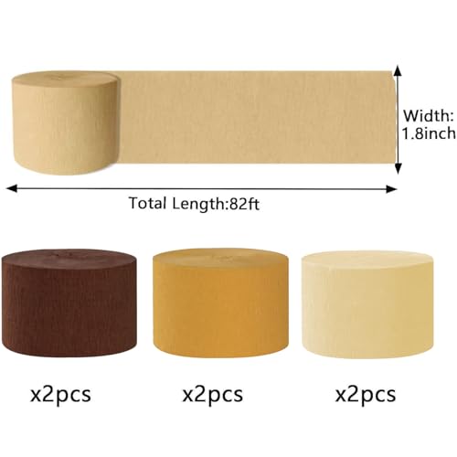 Image of We Moment Brown Crepe Paper Streamers Party Streamer 6 Rolls Boho Rustic Wedding Party Decorations Streame for Baby Shower Gender Neutral Birthday Party Decorations(1.8 in x 82 Ft /Roll)