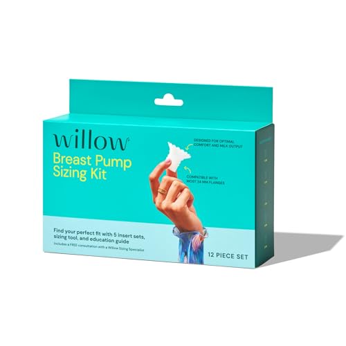 Willow - Breast Pump Sizing Kit - Flange Sizing Kit - Use w/Willow Go Wave or Most 24mm Flanges - Includes 13mm 15mm 17mm 19mm and 21mm Inserts- Breastfeeding Essentials for Postpartum