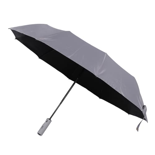 F&Y Paraguas portátiles del ventilador: plegamiento automático 10 costillas de protección solar a prueba de viento paraguas compactas para sol y lluvia (Gris)