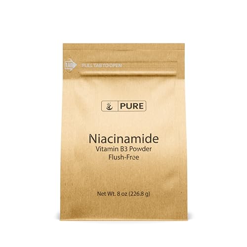 100% Pure Niacinamide (Vitamin B3) Powder, 8oz, 330-Day Supply, No Gluten, Vegan, Flush-Free, Made in The USA, Eco-Friendly Package, 750mg Serving of Unflavored Soluble Niacinamide (Vitamin B3)