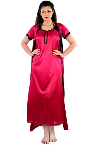Image of Women's Nightwear Nightdress Nighty,Robe with Top & Shots Set (4pc Set of Robe, Nighty, Top & Shorts)