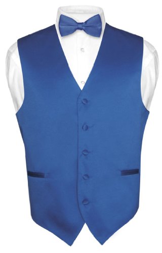 Men's Dress Vest & BowTie Solid ROYAL BLUE Color Bow Tie Set for Suit or Tuxedo