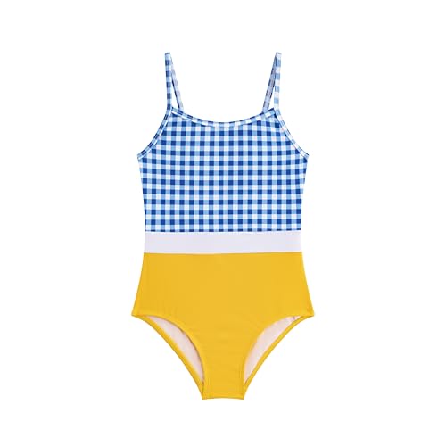 Image of LIZENS Girls One Piece Swimwear Checkered Girls Size 2-12 Swimsuit for Kids