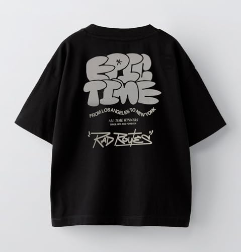 Image of Alan Jones Clothing Boys Oversized Cotton Printed T-Shirt | Round Neck, Short Sleeves, Casual Wear