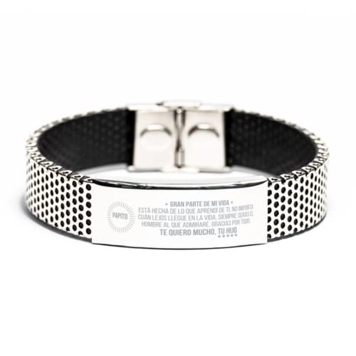Regalo para papa de HIJO brazalete, esclava, manilla Personalized Engraved Love Quote - Dia del padre, cumple o navidad, Regalo Para Hombre