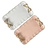 Healvian 2 Stück Desserttablett Rosa Präsentationstabletts Schmucktablett Schmuckaufbewahrung Teller Servieren Vintage Schmucktablett Charm Süßes Tablett Dekoratives Tablett