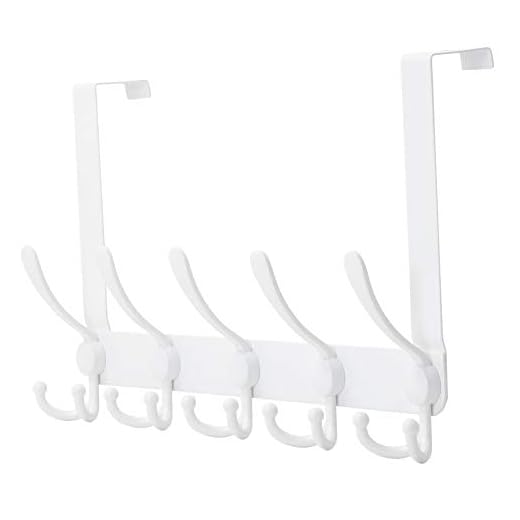 Dseap Over The Door Hook Hanger - 5 Tri Hooks, Heavy Duty Over The Door Towel Rack Coat Rack for Clothes Hat Towel, White