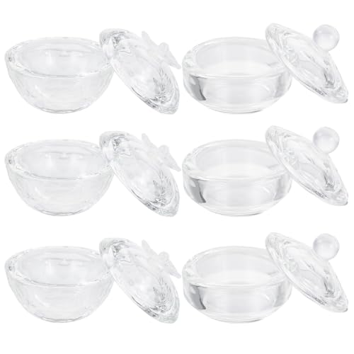 Conjunto 6 Vasos de Cristal para Manicura con Tapa