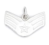 DRS Sterling Silver US Air Force Senior Airman Class E-4 Rank USAF Pendant