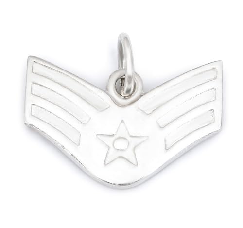 DRS Sterling Silver US Air Force Senior Airman Class E-4 Rank USAF Pendant