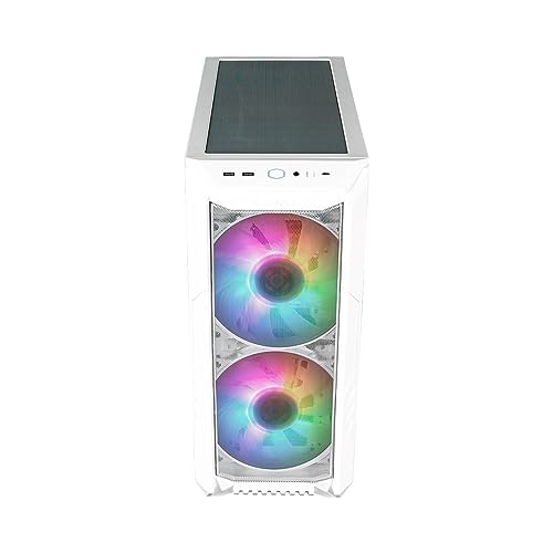 Cooler Master HAF 500 White Boîtier Moyen Tour PC, 2 Ventilateurs 200mm ARGB pour Flux d'air Élevé, Ventilateur GPU 120mm Orientable, Options de Refroidissement Multiples, Panneau Verre Trempé, Blanc
