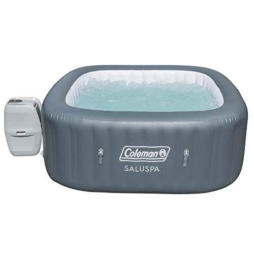 Coleman Saluspa 6 Person Inflatable Square Hot Tub Spa With 114 Airjets & 71 X 71 X 28 Inch Energysense Duraplus Waterproof Square Thermal Spa Cover #TOP3