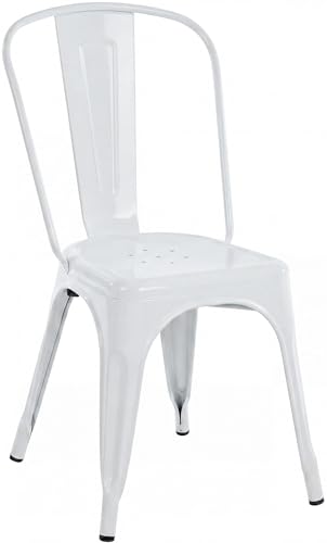 CLP Chaise empilable Benedikt en Metal avec Dossier, Style bistrot, pour Restaurants et Cuisines, Design Robuste, Charge Max. 200 kg Couleur:Blanc