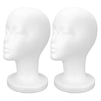 VILLFUL 2pcs Female Foam Mannequin Head Stand for Wigs and Hats Display Lightweight Polystyrene Wig Head Form for Retail and DIY Decoration for Mask and Glasses