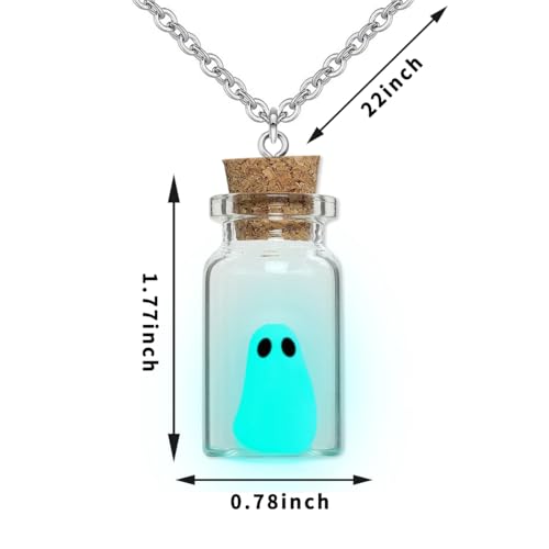 Ghost Necklace, (Blue) The Adopt A Ghost in A Bottle Pendant Necklace Halloween Jewelry for Women and Men2