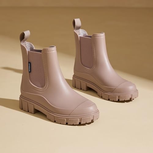Short Rain Boots Women Waterproof Ankle Rainboots Fashion Chelsea Boots Non-Slip Garden Shoes for Outdoor Work Booties4