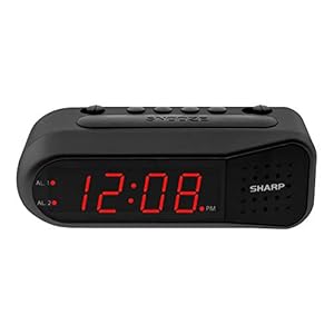 Sharp Digital Alarm Clock – Black Case with Red LEDs – Ascending Alarm Grows Increasing Louder, Gentle Wake Up…