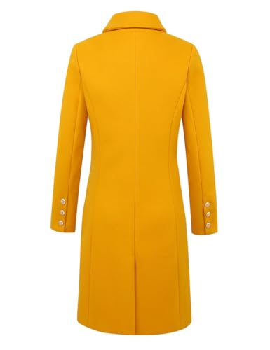 IDEALSANXUN Womens Fall Winter Wool Coats Double Breasted Midi Peacoat Trench Coats