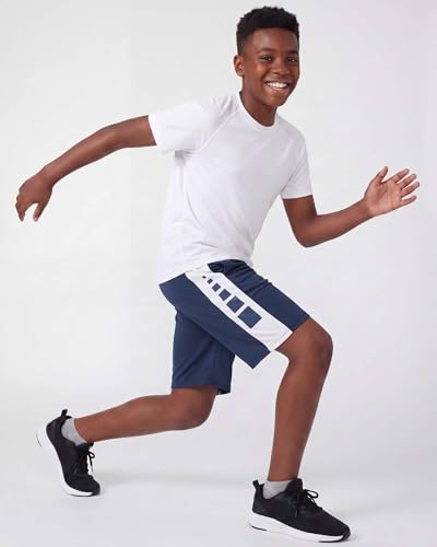 Image of Real Essentials 5 Pack: Boys' Dry Fit Basketball Shorts for Youth Kids Teens - Athletic Running Soccer Sports with Pockets