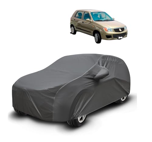 Image of Auto Hub Waterproof Car Cover Compatible with Maruti Alto with Mirror Pockets, Soft Cotton Lining, Alto Car Cover Waterproof, Grey