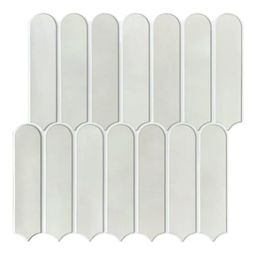 Commomy Pegatinas autoadhesivas 3D para azulejos, color crema mate, 30 x 30 cm, para cocina, baño, decoración de pared, 10 unidades