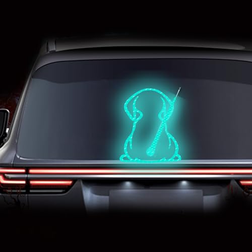 Image of Dog Decal Vinyl Sticker, Rear Wiper Decal Cute Dog Moving Tail Wiper Decals Reflective Stickers Windshield Wiper Stickers Window Wiper Decals Tags for Rear Vehicle Wipers (Mint Green)