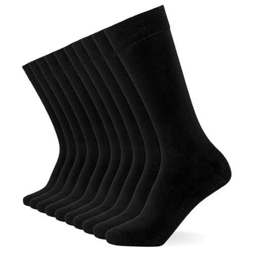 FM London Pack de 10 Calcetines Hombre - Negro, Negro, 39-46