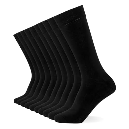 FM London (Pack de 10) Calcetines Hombre, Negro, 39-46 EU