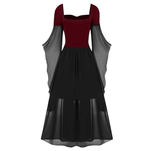 Renaissance Costume Women Medieval Witch Butterfly Sleeve Halloween Dress - image 3