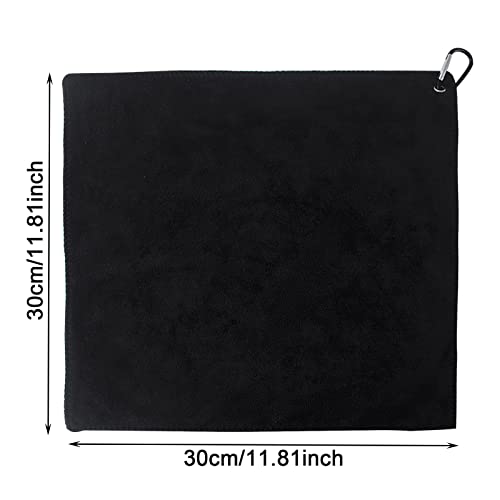 AWAVM 2 Pcs Golf Towels Absorbent Cleaning Towels Multifunction Towels with Carabiner for Golf Bags Fitness Sport Outdoor Yoga(2 Colors), Black - Image 2