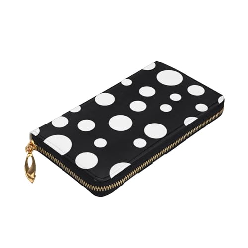 Black & White Big Dot Printed Long Wallet for Women Men Cute PU Leather Wallet with Coin Purse and Credit Card Holder3
