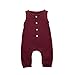 Xmiral Infant Baby Jungen Mädchen Weste Strampler Unisex Einfarbig Ärmellose Knöpfe Overall Plissee Baumwollmischung Bodys Playsuit(a Wein,12-18 Monate)