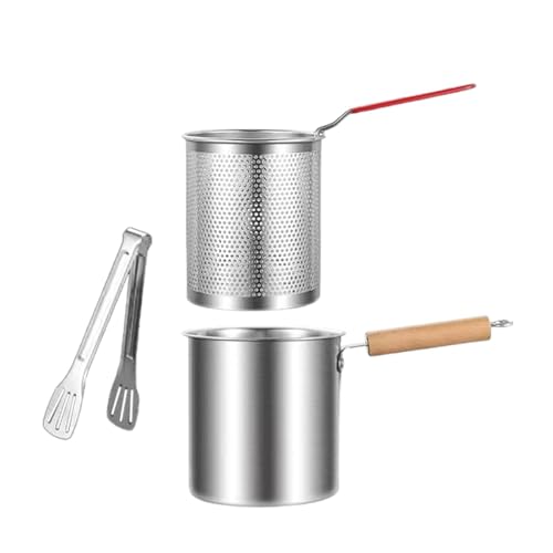 Bothyi Deep Fryer Pot with Strainer Basket Cooking Tool Sturdy Practical 3L Deep Frying Pot for Donuts French Fries, with Tongs