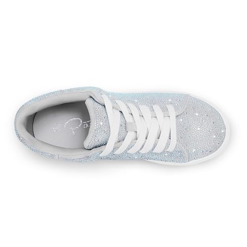 Image of PARTY Women's Rhinestone Platform Lace Up Low Top Glitter Sneakers | Sparkle Casual Shoes for Wedding, Bridal, Party and Special Occasions
