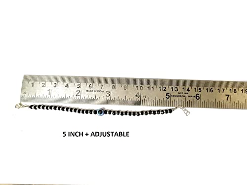 KUKSHYA JEWELLERS Exclusive 925 Evil Eye Nazariya Bracelet with Black & Silver Beads (Crystal) for Baby Boys & Girls 5 Inch + Adjust (KIDS EVIL EYE)