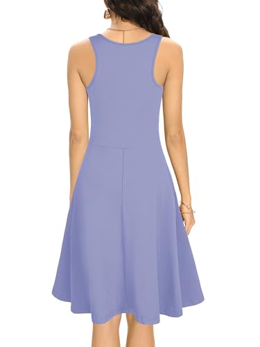 Image of Missufe Women's Sleeveless Racerback Flared Casual Plain Tank Dress