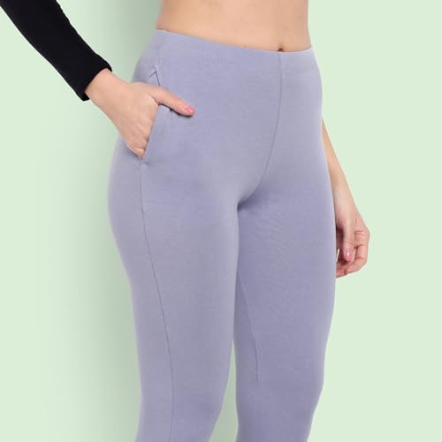Image of ONE SKY Women Full Length Leggings | Cotton Modal Spandex Blend | High Waist Stretchable & Bio-Washed Fabric | Colour-Lock Technology | Comfortable Leggings for Women