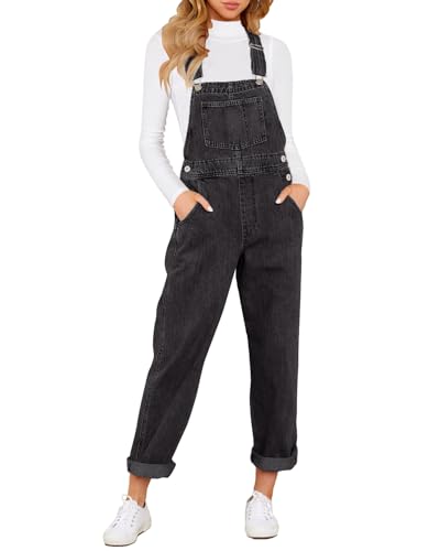 Vetinee Schwarzer Jumpsuit Damen Overall Damen Schwarz Ikonisch Schwarz Größe Large Passt EU Größe 42 bis EU Größe 44