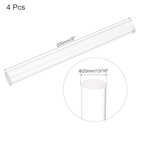 Image of MECCANIXITY 4pcs Acrylic Round Rods 13 /16 inch x 8 inch Clear Acrylic Dowel Rods Sticks Plastic Sticks Strip for DIY Crafts Lighting Gardening Decoration - 20mm x 200mm