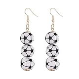 Sports Game Ball Earrings for Women Football Dangle Earrings Basketball Long Earrings Baseball Soccer Tennis Earring Sport Ball Wood Earrings Sports Fans Jewelry (Soccer)