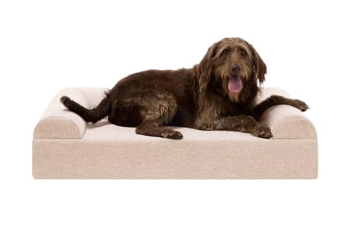 Barker Beds Large Orthopedic Dog Sofa Bed - 7 Foam 3-Sided Bolster - 50-70 lbs - Joint Pain & Arthritis Relief - Washable - 48x30x7 - Driftwood Linen