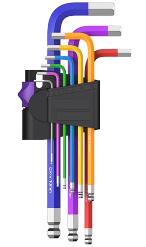 Image of 9PCS Ball End Hex Key Set,Cr-V Metric Allen Key Set, Long Hex Key Set with Size Coding 1.5-10mm for Furniture Assembly